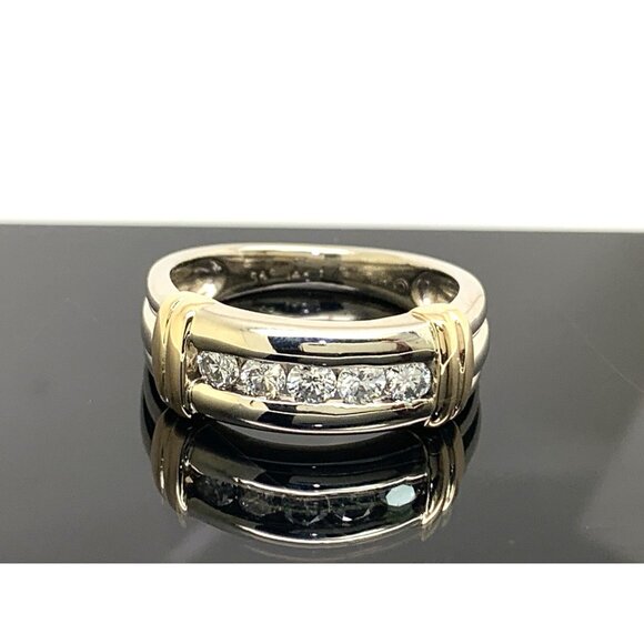 Wedding Band Two Tone 14k Gold Diamond 0.50ctw Ring Estate Jewelry Size 9.25 - Picture 1 of 13